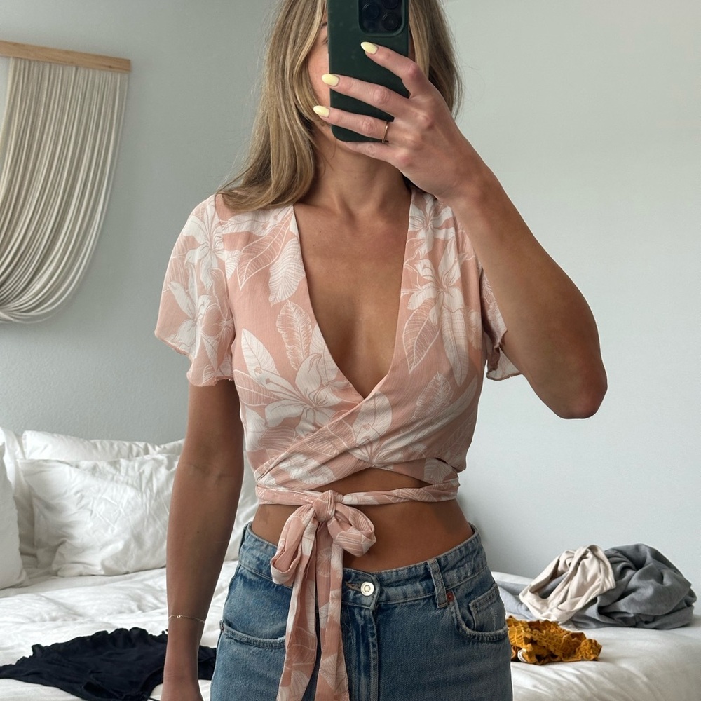 Floral Wrap Top - Pink